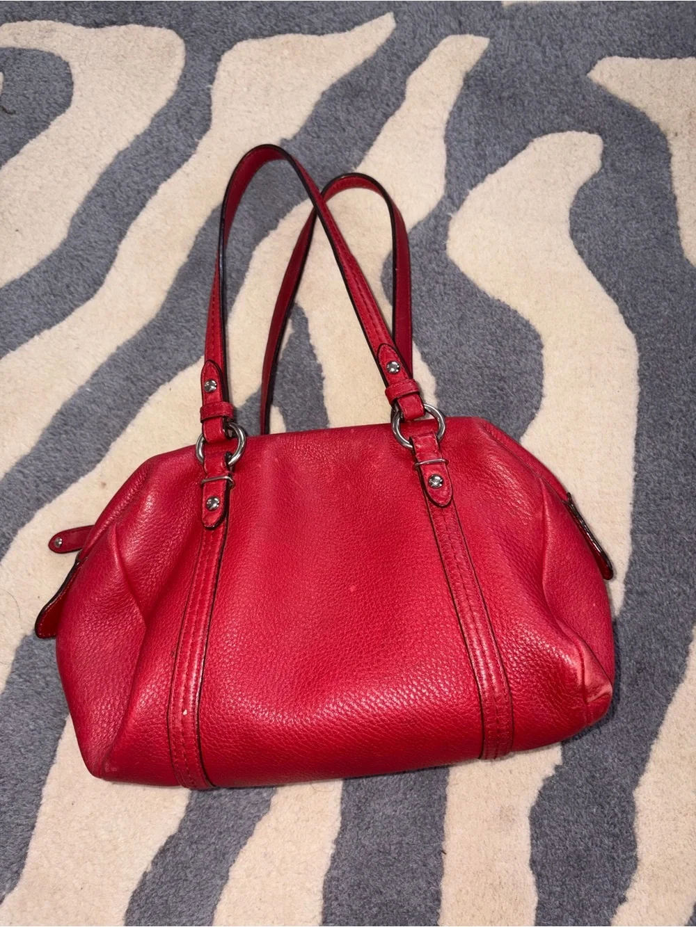 Coach Red Pebbled Leather Shoulder Bag